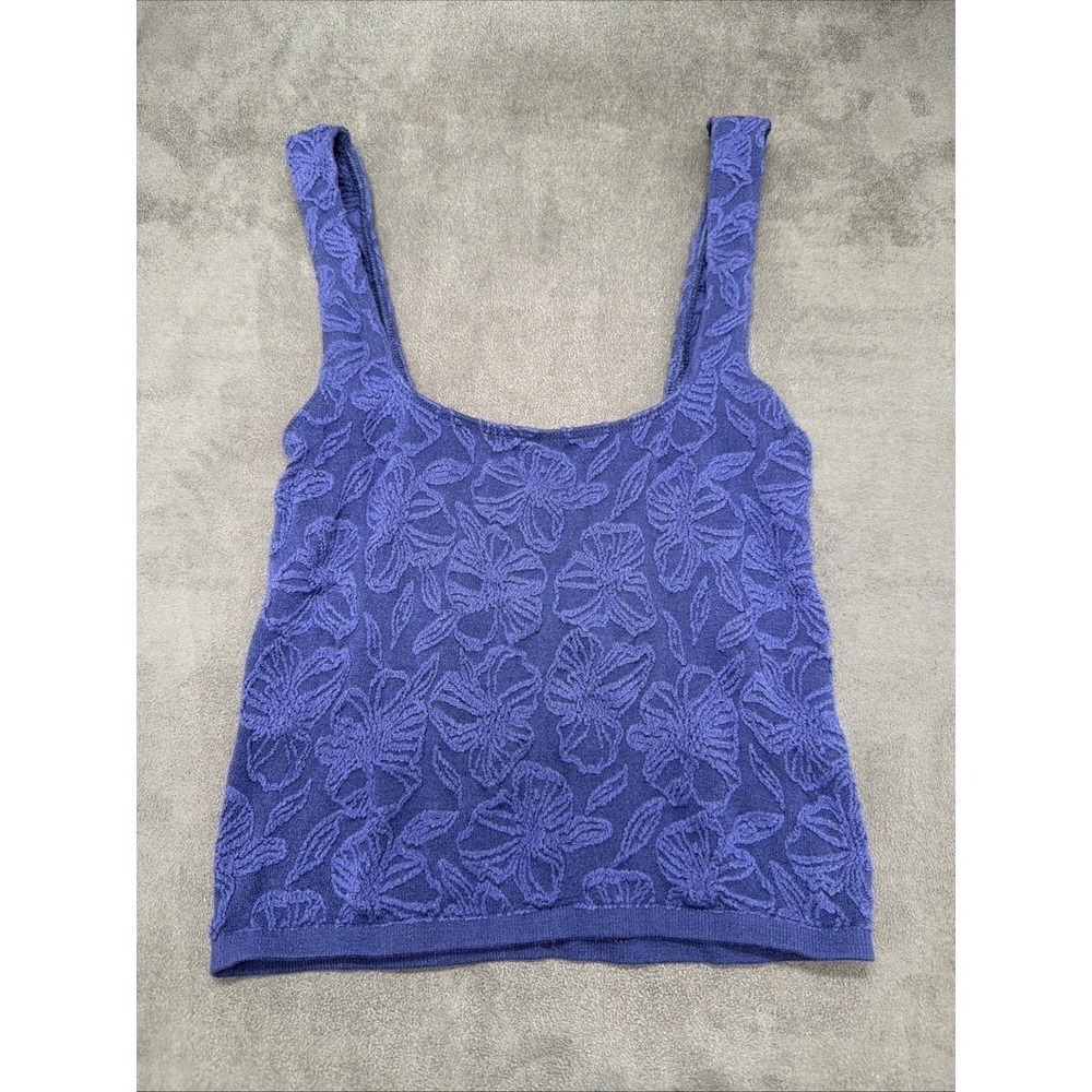 Anthropologie The Hannah Seamless Textured Tank Top In Blue Size XXS-XS